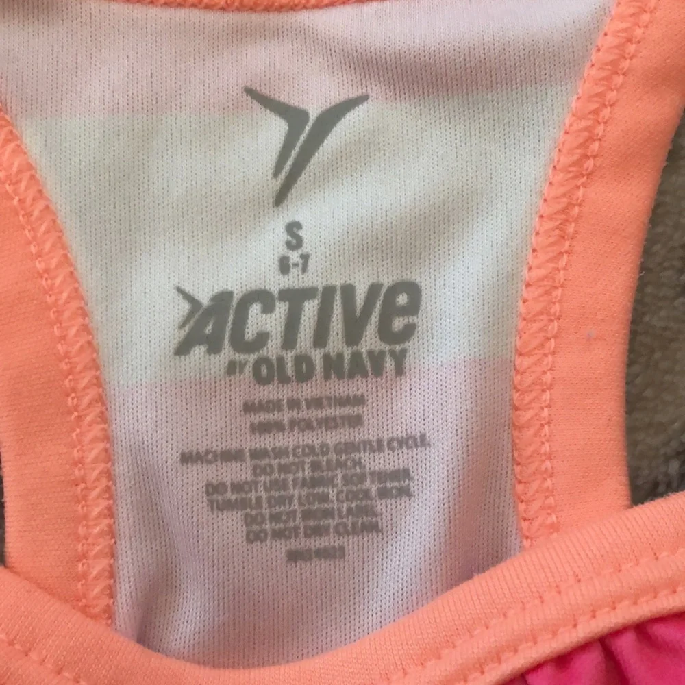 Old Navy Active Neon Coral Stripe Racerback Tank Top Size Small 6 7